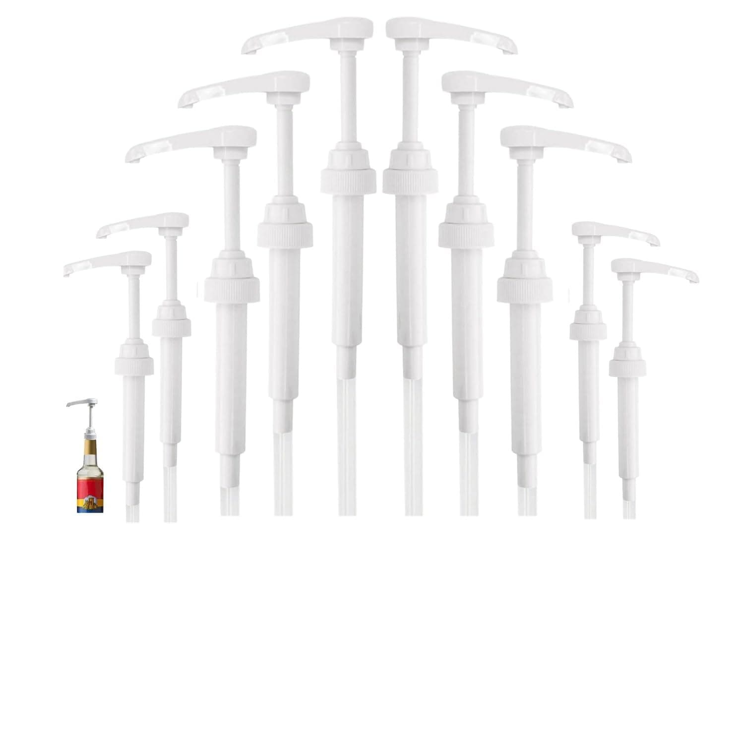 Syrup Pump, 10Pack Coffee Syrup Dispenser Pump, Syrup Pump Dispenser Flavor Syrup Pump Caramel Syrup Pump Replacement for adding syrup to Coffee,Tea, Soda, and cocktails (White-10)