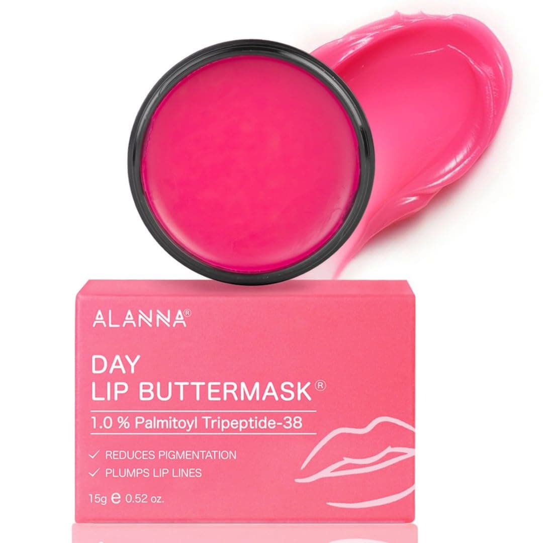Day Lip Butter Mask | Collagen & Peptide Lip Mask for Dark, Pigmented Lips | Shea Butter & Vitamin E for Dry to Soft Hydrated Pink & Plump Lips | Paraben-Free | Women & Men (15gm)