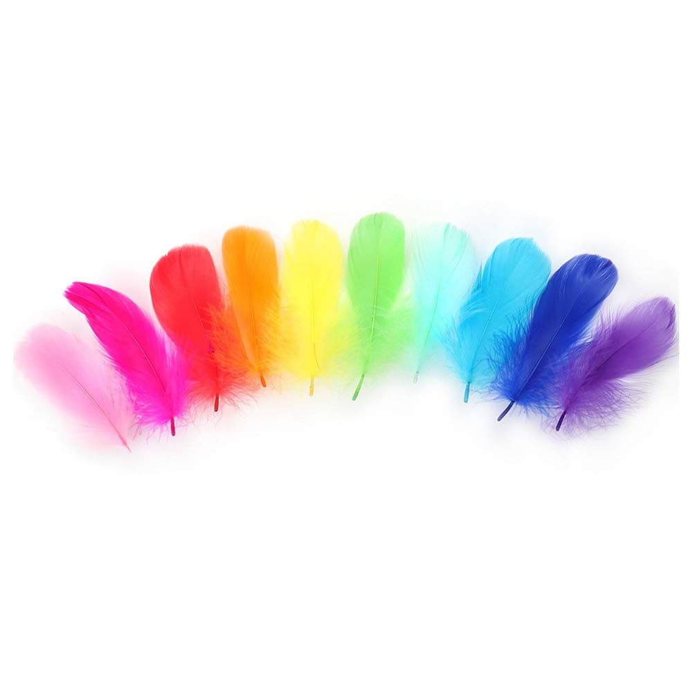 Nicedeal 190Pcs Turkey Flats Feathers Colorful Feathers in Bulk DIY Colorful Turkey Feathers Multicolour Feathers for Craft Wedding Home Party Decorations Stationery Office Supplies