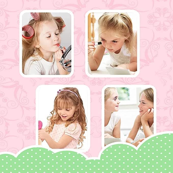 LEDIN Kids Children's Makeup Set,Girls Makeup Kit for Girls Princess Make Up Box Nontoxic Cosmetics Kit Toys Pretend Play Makeup Beauty Toys Gift Birthday Gift (Style D)