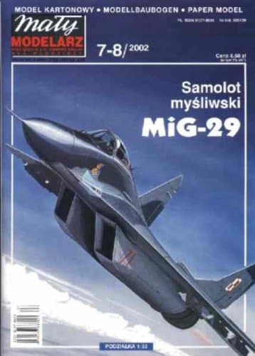 7-8/2002 Mig 29 Russian plane Maly Modelarz paper scale 1:33 (l=16.3m) model Board book – January 1, 2002