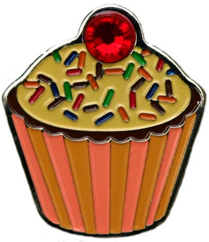 Swarovski Gooey Chocolate Lemon Zinger Cupcake Golf Ball Marker with Sprinkled with Fun Hat Clip