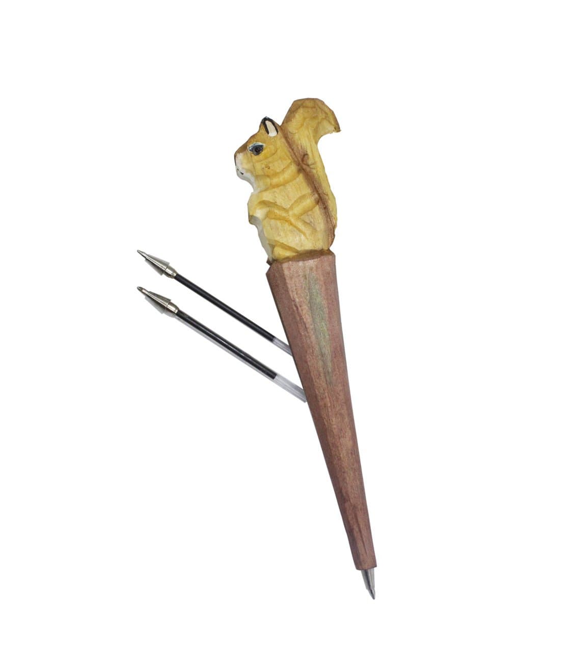 Squirrel Animal Pen Handmade Carved Natural Wooden Ballpoint Pen 1pc(Can Exchange Refills)