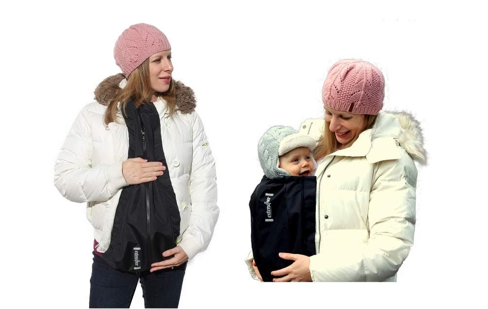 Maternity Coat Alternative. Jacket Extender Lined with Polartec Fleece. Nylon Outer Shell | Converts Any Zip Up Coat, Doubles as Baby Cover, 1 Size (Fleece-Lined Coat Extender)