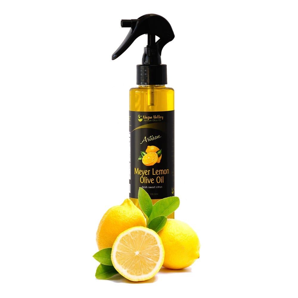 Meyer Lemon Olive Oil Spritz Bottle Extra Virgin Olive Oil Infused with Fresh All Natural Meyer Lemons BPA Free Refillable Bottle with Heavy Duty Nozzle Use on Salads On the BBQ In the Kitchen