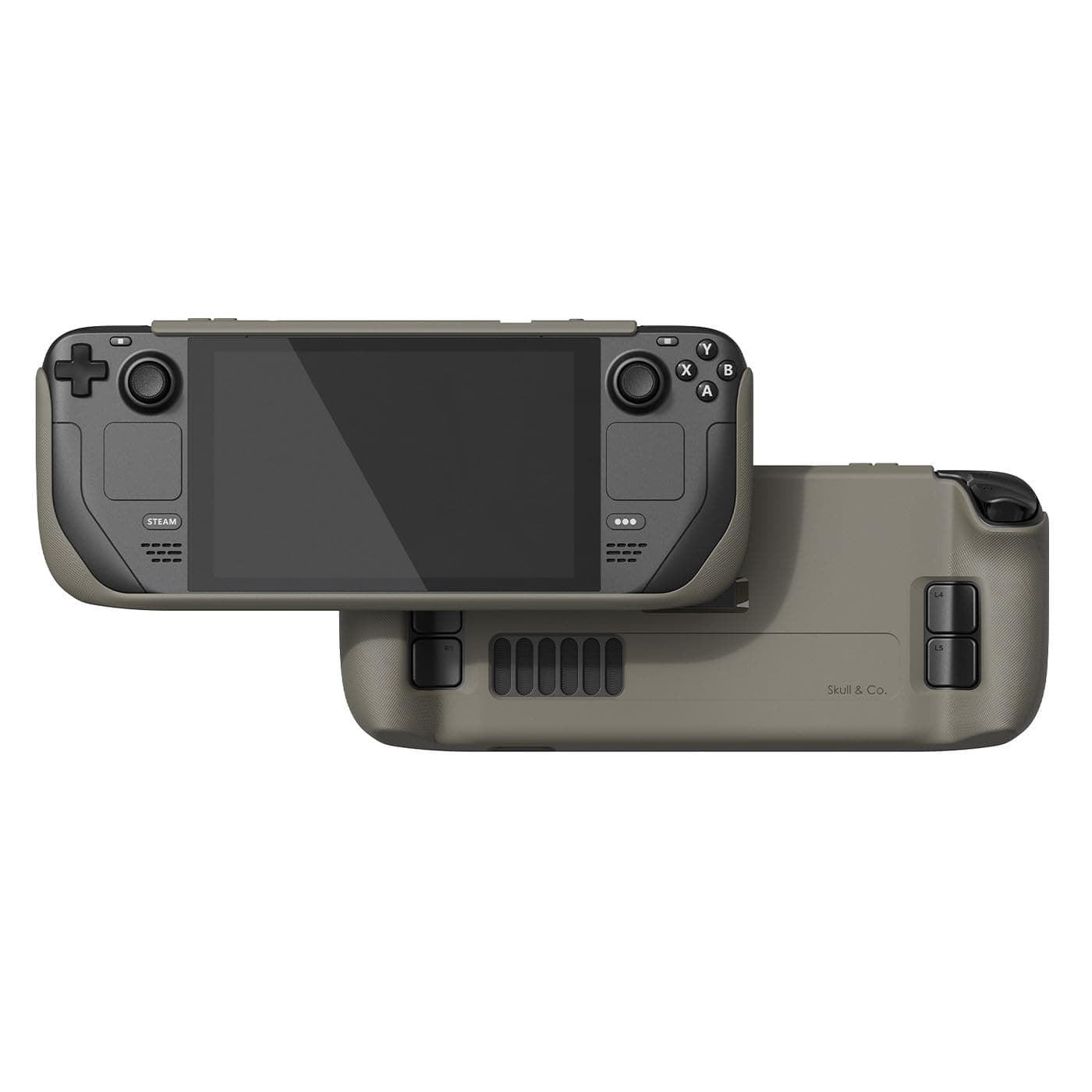 Skull & Co. GripCase SD for Steam Deck: A Soft Protective Case with Textured Grips Full Protection and Stand, Shock-Absorption Non-Slip and Anti-Scratch Cover Design - Coyote Gray