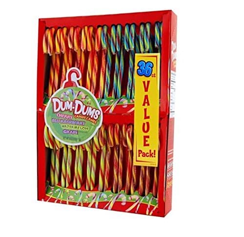 Fruit Flavoured Dum Dums Candy Canes 36 Ct Box From the USA