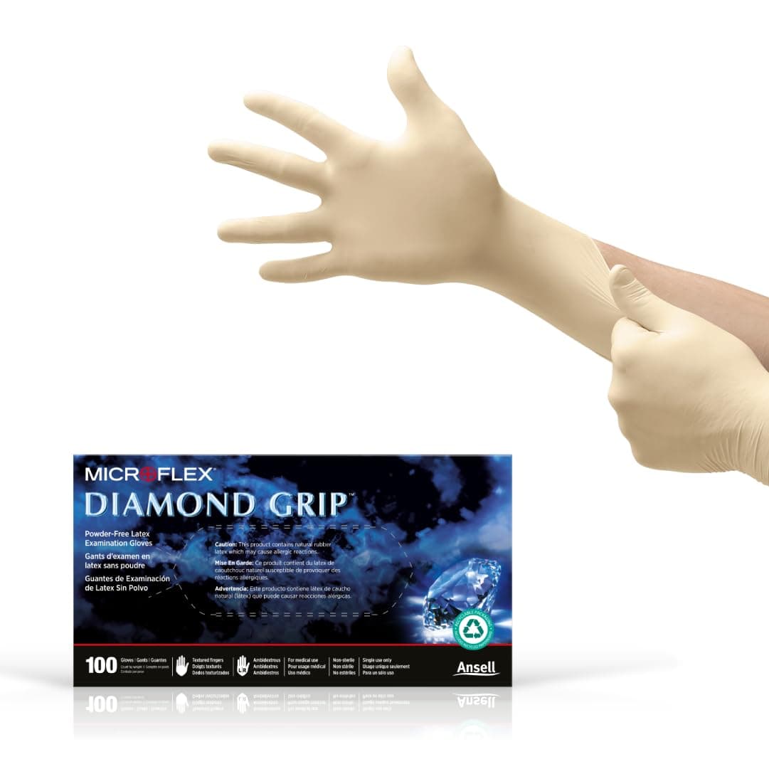 Microflex MF-300-M Medium Diamond Grip Latex Gloves 100 Count