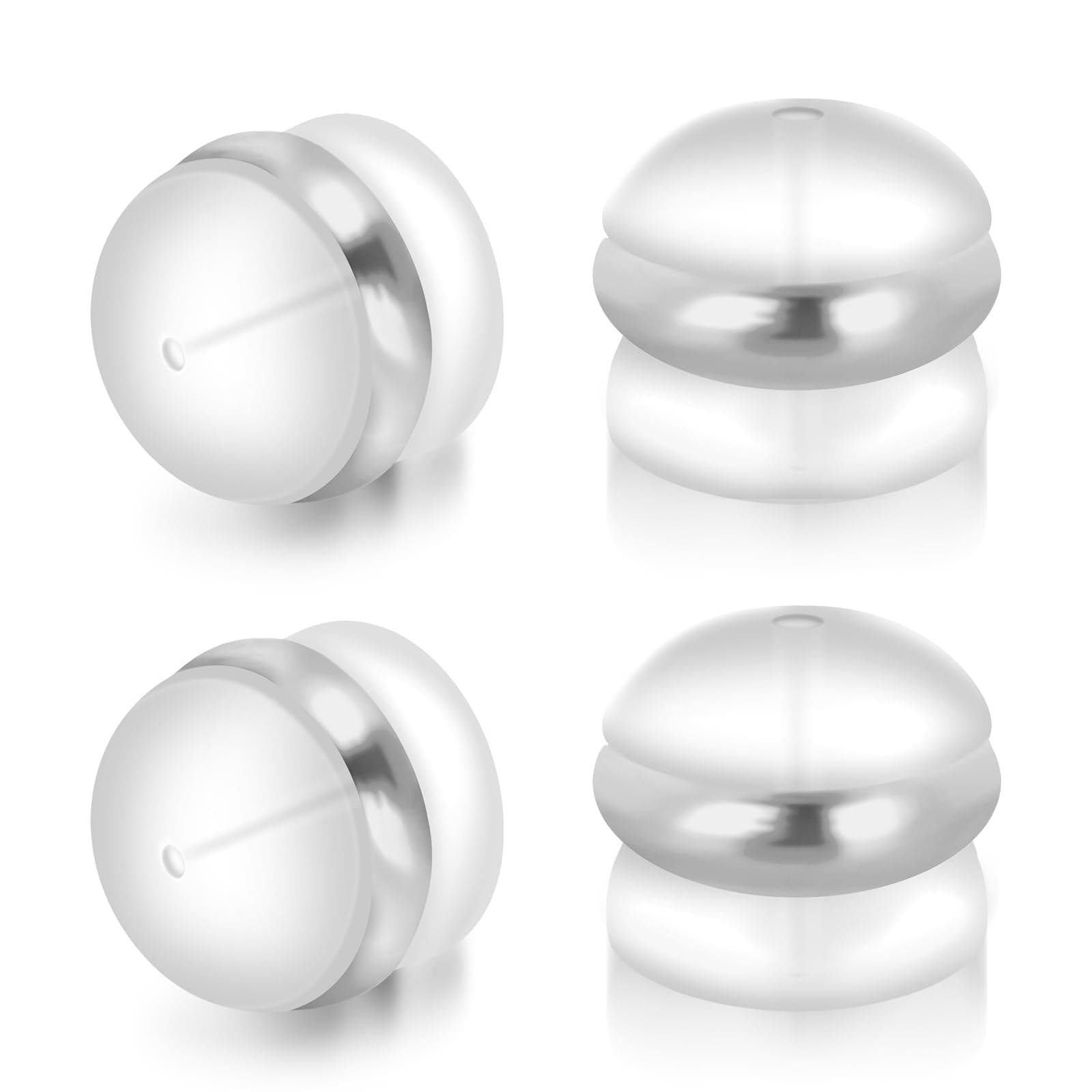 Amaxiu50Pcs Resin Earring Backs, KC Gold Clear Earring Backings Locking Secure Stopper Replacement Soft Earring Stoppers Safety Back Pads Backstop for Studs Hoops Adult Kids