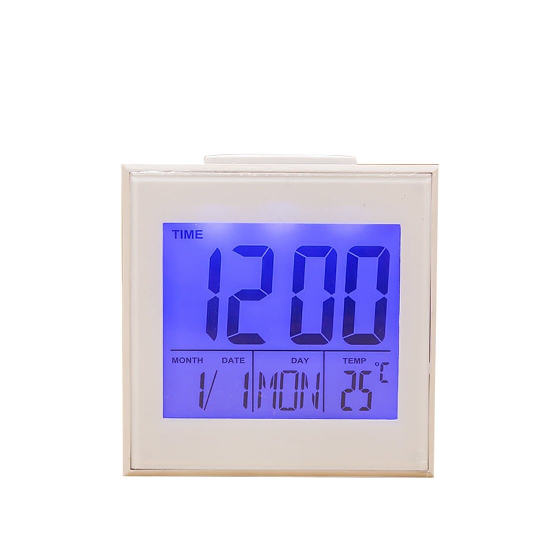 Digital Snooze Light Alarm Desk Clock With Temperature-Mini Square Blue LED Backlight Bedside Clocks For Office,Bedroom