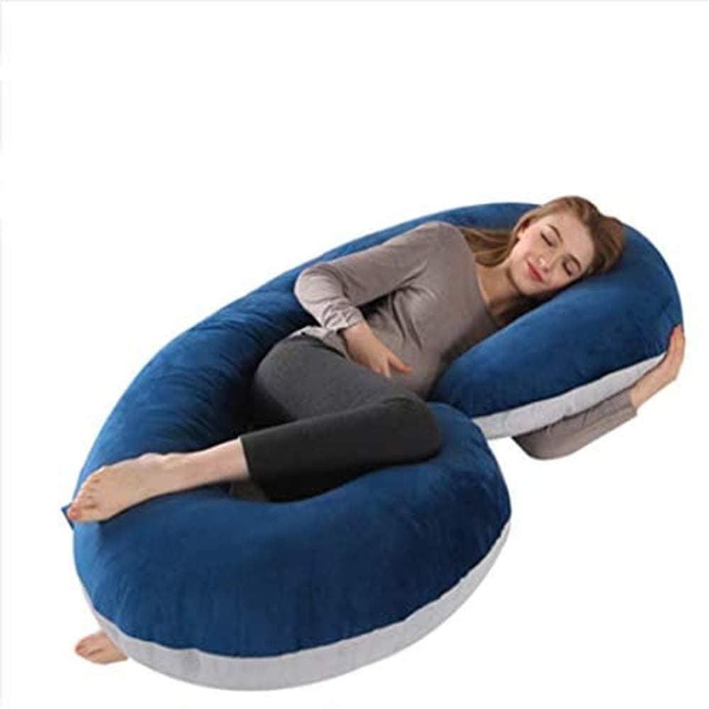 Full Body Pregnancy Pillow, 55 inches Maternity Pillow for Pregnant Women, Comfort C Shaped Body Zootzi Pillow (Grey and Navy Blue, 55 x 26 inches)