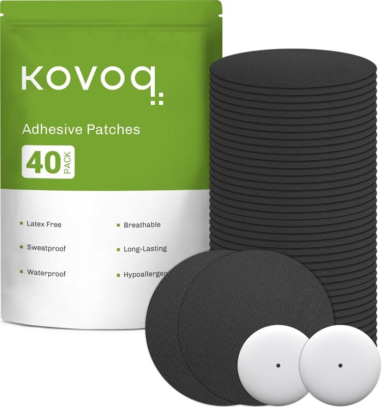 Kovoq Libre 2 Sensor Covers Waterproof- Adhesive Patches for Freestyle Libre Sensors (40PCS), 2 Hardshell Cover, Sweatproof, Breathable Latex-Free and Hypoallergenic Black