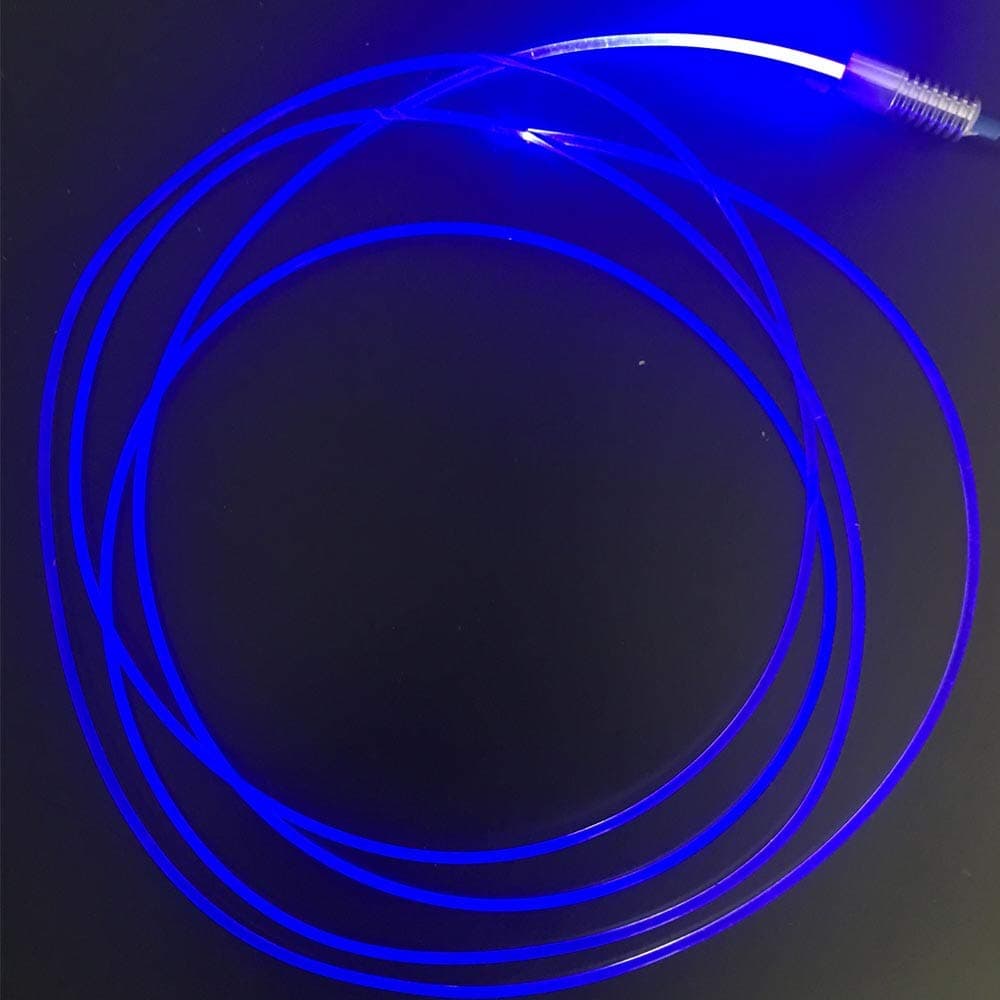 3mm 5meters/16ft PMMA Optic Fiber Cable Side Glow with 12V 1.5W LED Aluminum Illuminator Light Source for Home Car DIY (Blue)