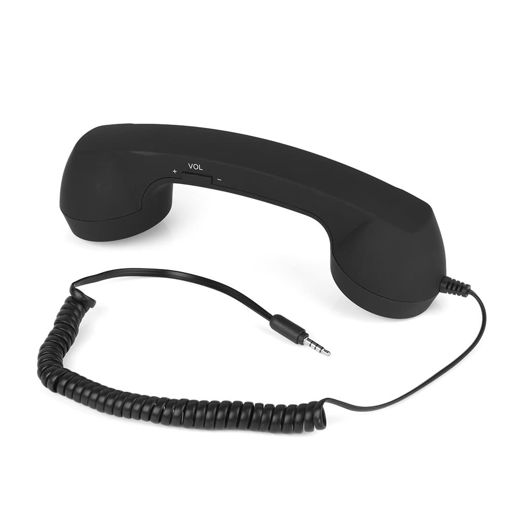 MAGT Retro Handset, Creative Gift Anti-radiation Vintage Wired Telephone Phone Call Receiver 3.5mm Cell Phone Handset with Mic(Black)