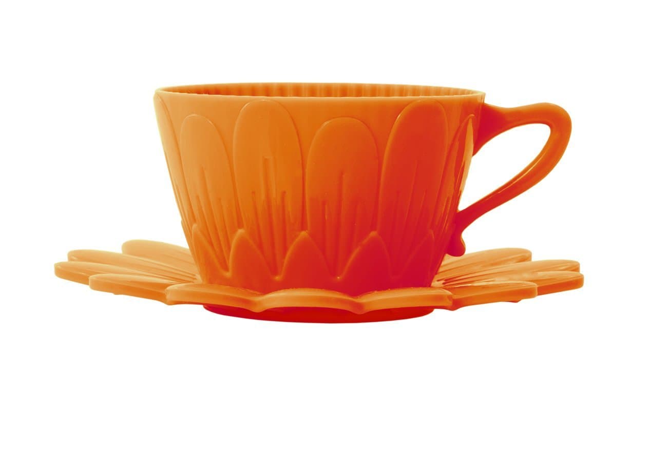 Pavonidea FRT181AR7S Cups with Saucers Set of 2 Bake and Service Silicone Cup Size 72 x 45 mm Saucer Size 120 x 12 mm Orange