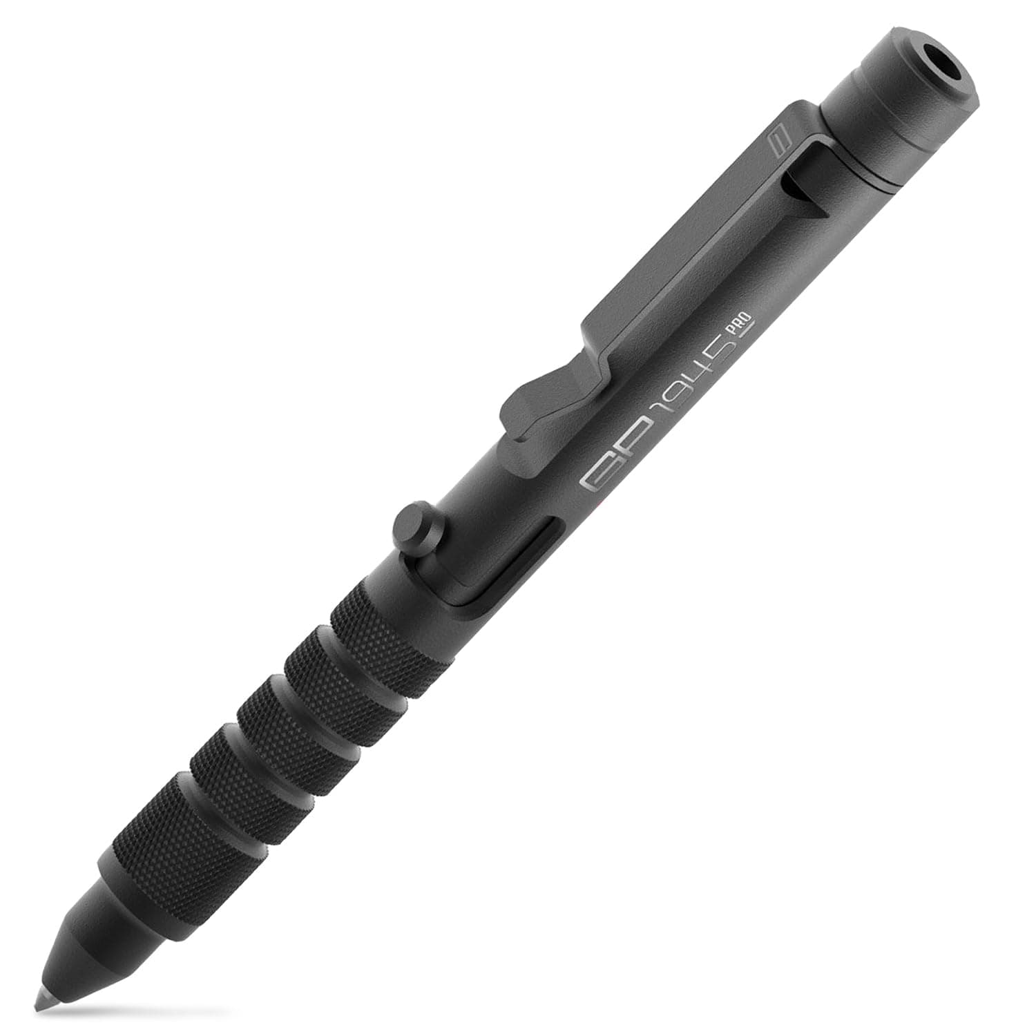 GP 1945 Pen LITE, Pen Light Smart Alternative, Refillable EDC Multitool with Multi-Tone Rescue Whistle, Measurement on grip, Survival Gear for Camping, Hiking, Aluminum, Jet Black (1-Pack)