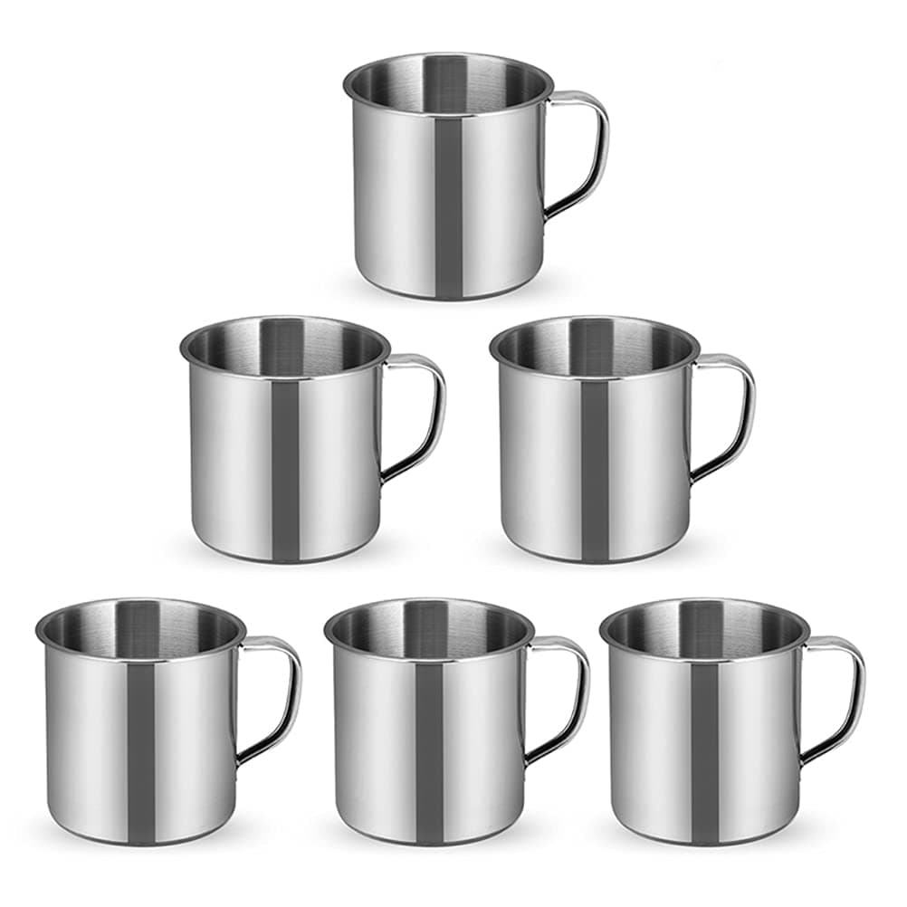 6Pcs/Set 6 CM / 2.36 Inch Stainless Steel Coffee Cup 4 oz Stainless Steel Espresso Cups Small Camping Mugs Small Metal Cups Durable Tea Mug Cups for Camping