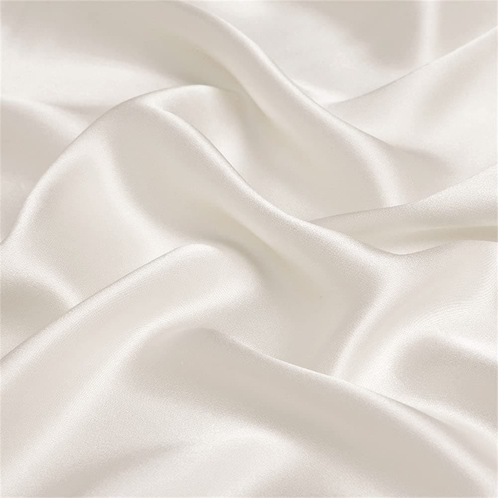 44" 100% Pure Silk Fabric Natural White Charmeuse Fabric by The Yard for Sewing Clothes DIY Crafts, Natural White