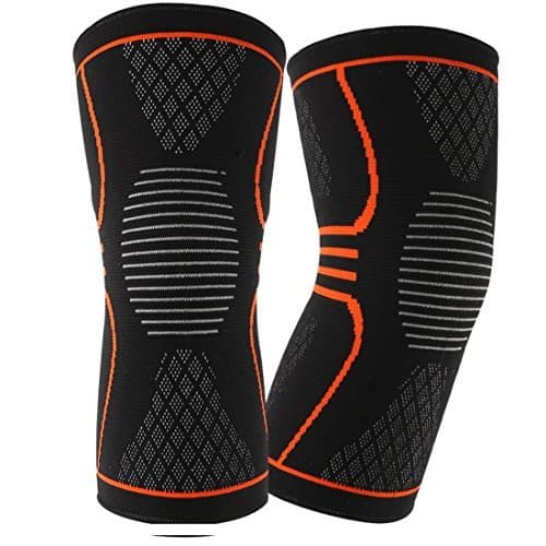 EveShine Knee Compression Sleeve (1 Pair), Best Compression Knitted Knee Support Brace with Gel Strips for Running, Sports, Jogging, Basketball, Injury Recovery for Men & Women - XL
