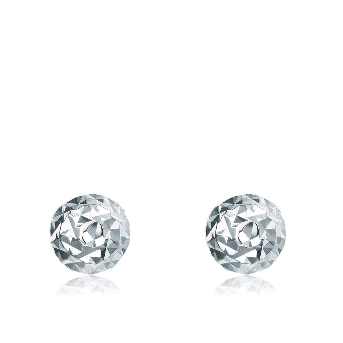 Chow Tai Fook 18K White Gold Petite Round Diamond Look Earrings