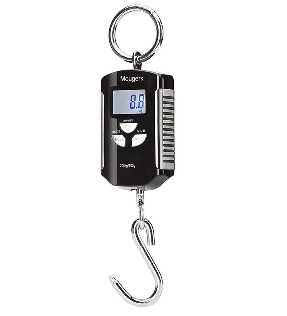 Digital Hanging Scale Portable Heavy Duty Crane Scale 400lb 200kg 2 AAA Batteries(Not Included) Black and silver
