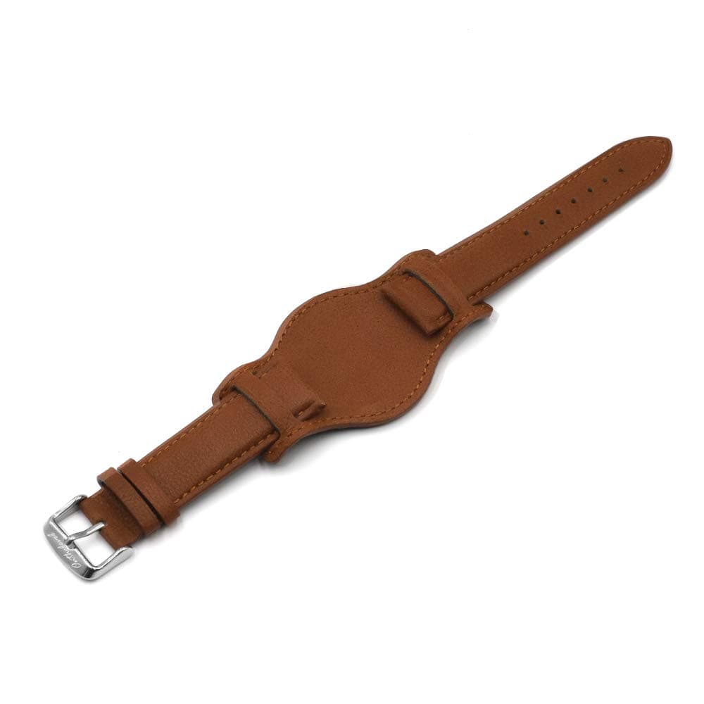 Leather Cuff Watch Strap 18mm 20mm 22mm Vintage Genuine Leather Watch Band with Mat for Men Women