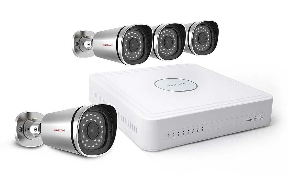 Foscam FN3108XE-B4-1T 8CH xPoE 720P Surveillance System, Simplified Power Over Ethernet NVR KIT, Pre-Installed 1TB HDD, 4 720P HD Outdoor IP66 Waterproof IP Camera, 65FT Night Vision