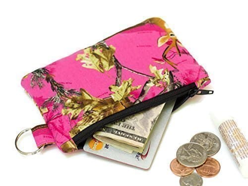 Hot Pink Camo Keychain Wallet Coin Purse