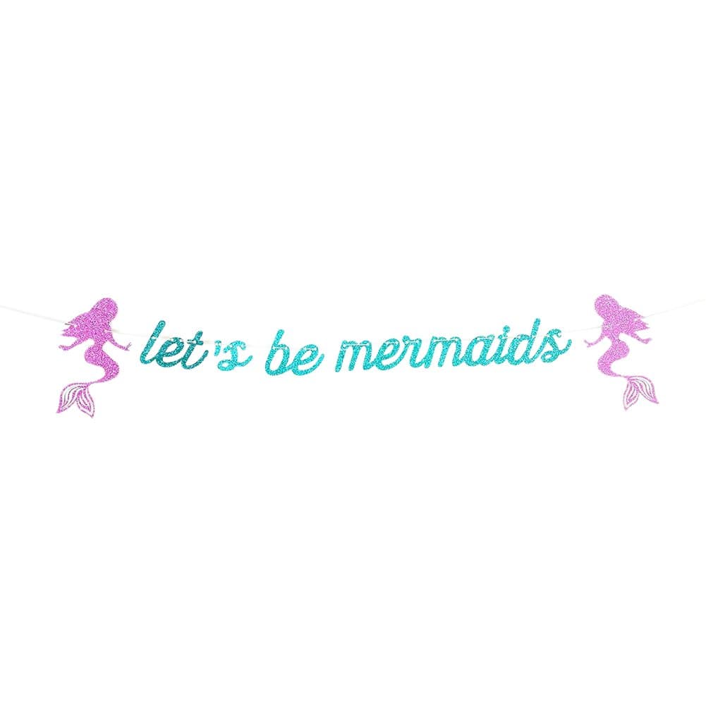 Lothver Mermaid Banner Bunting with Letters of Birthday Party Festival Holiday Streamer Decorations