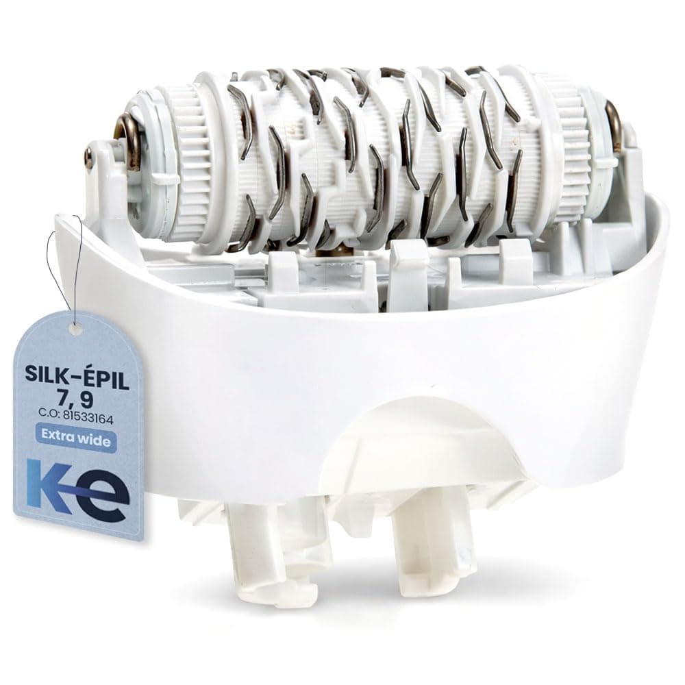 Replacement Hair Removal Head 81533164 Compatible with Braun Silkepil 7, Silkepil 9, Xpressive and SensoSmart, Extra Wide Head, White