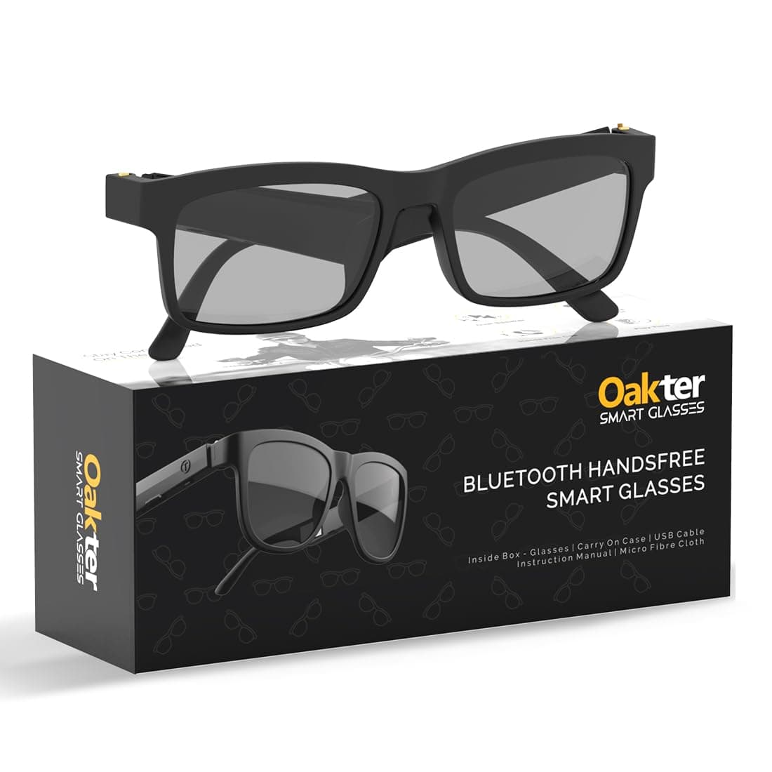 - OAKTER Smart Glasses with Wireless Bluetooth | Hands-Free Calling | Open Ear Music | Sport Headset | Intelligent Eyewear | Connect with Your Mobile/Tablet | Black