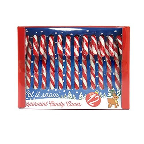 12 Peppermint Flavour Red & White Candy Canes - Let It Snow! (1 Box of 12 Candy Canes)