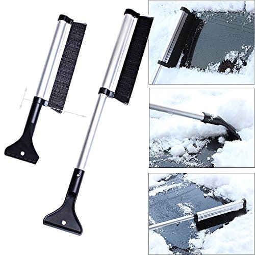 Ytuomzi Extendable Telescoping Snow Brush 2-in-1 Retractable Ice Scraper Multifunctional Snow Shovel Tool for Car Windshield Cleaning & Winter Deicing (A)
