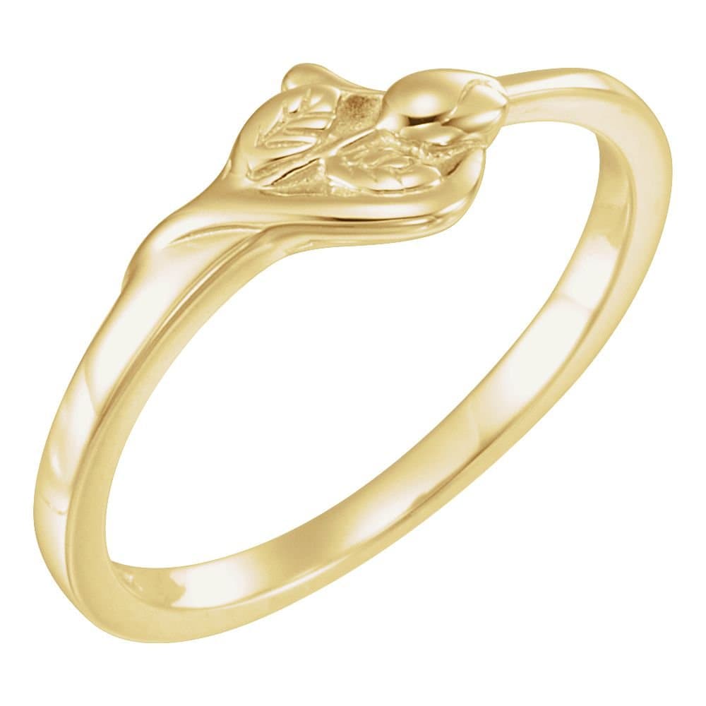 Beautiful Yellow gold 14K Unblossomed Rose Chasity Ring W/Box