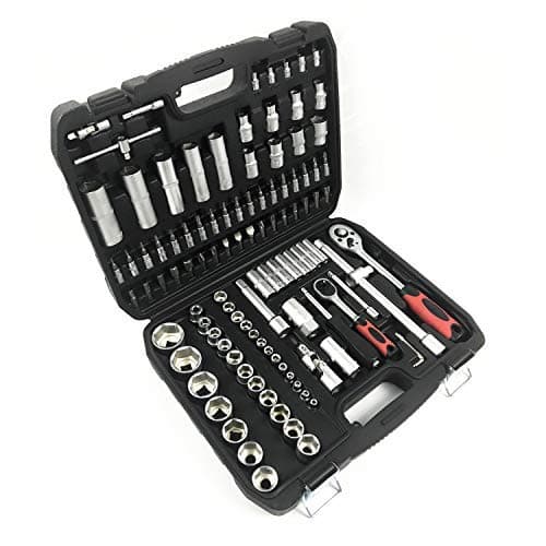 Lamshine 108PCS 1/4" & 1/2" DR Socket Set and Screwdriver Bits Rachet Driver Case Tool Set Kit