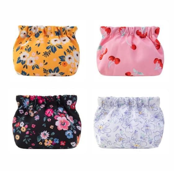 QIQVERT4 pcs Small Pouches for Women Self Closing Mini Makeup Pouch Cloth Coin Purse Pocket Cosmetic Bag Travel Organizer Lipstick Jewelry, Earphones, Mini Money Collection Wallet