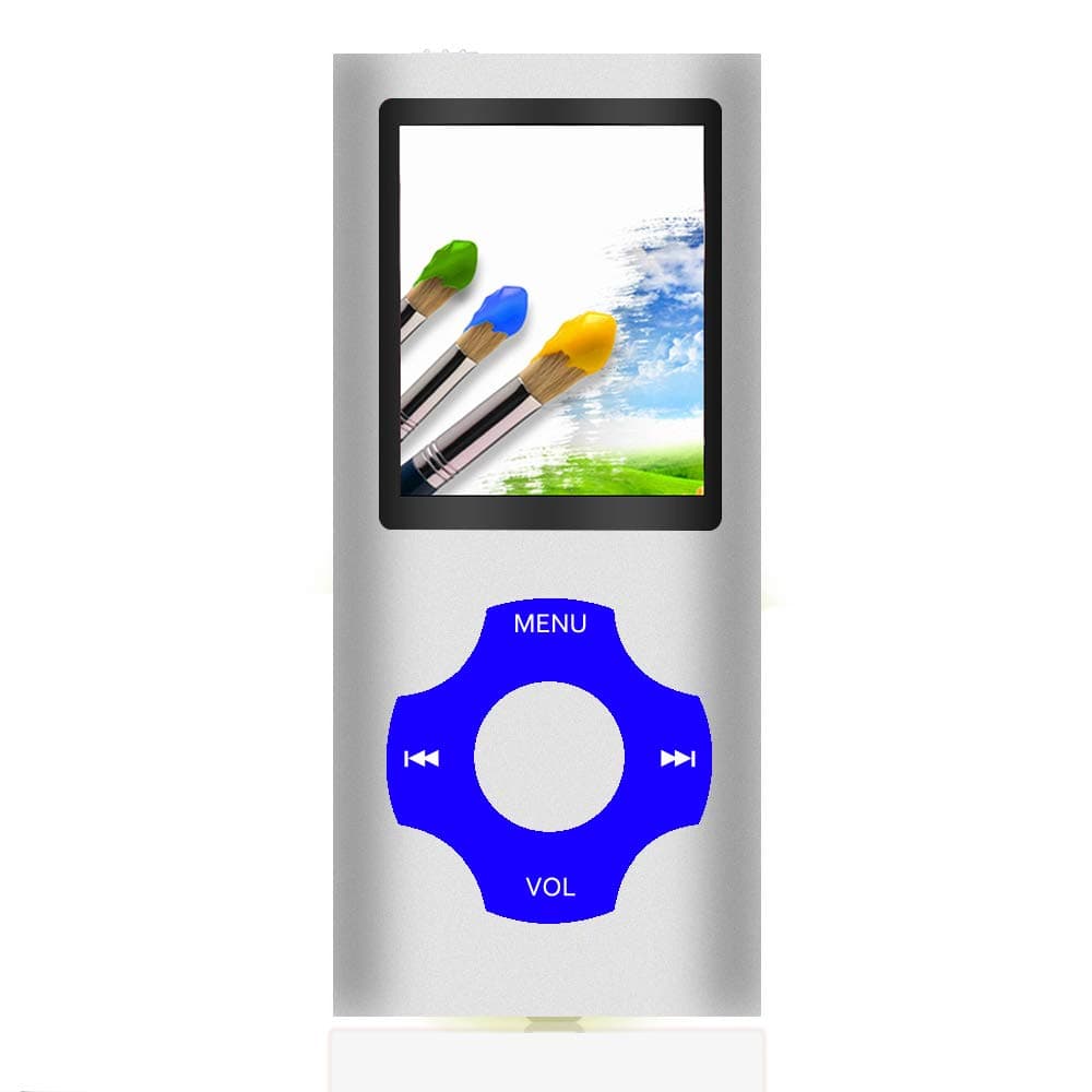 Tomameri - Portable MP3 / MP4 Player with Rhombic Button, Including a Micro SD Card and Support Up to 64GB, Compact Music, Video Player, Photo Viewer Supported (Blue-with-Silver)