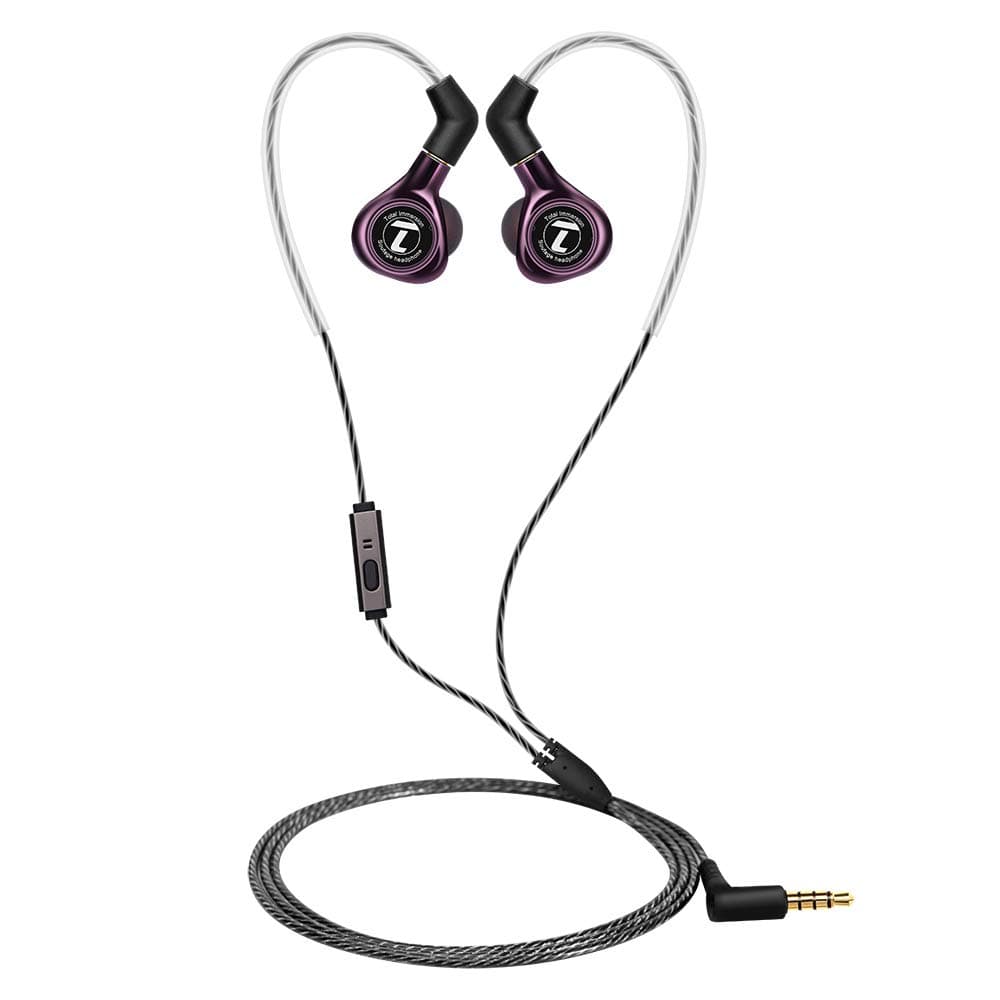 Soutege S300 Dynamic and Balanced Armature Hybrid in-Ear Monitor Headphones with MMCX Detachable Cables, Noise-Isolating 3.5mm Earbuds with Microphone and Remote -Purple