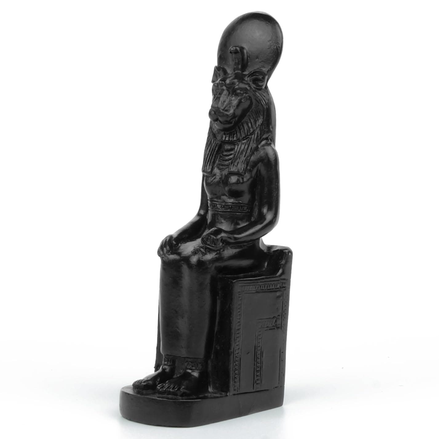 TRANGSOOG Egyptian Goddess Sekhmet Statue Seated On Throne Mini 3.8" H Collectible Figurine Black