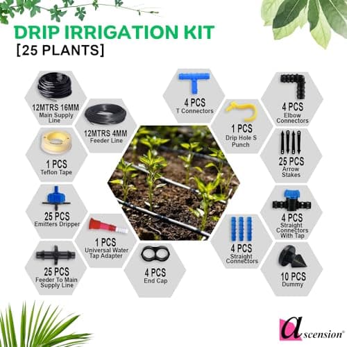 Agro Drip Irrigation Home Garden Watering Plants Drip kits for 25 Plants ISI Certified