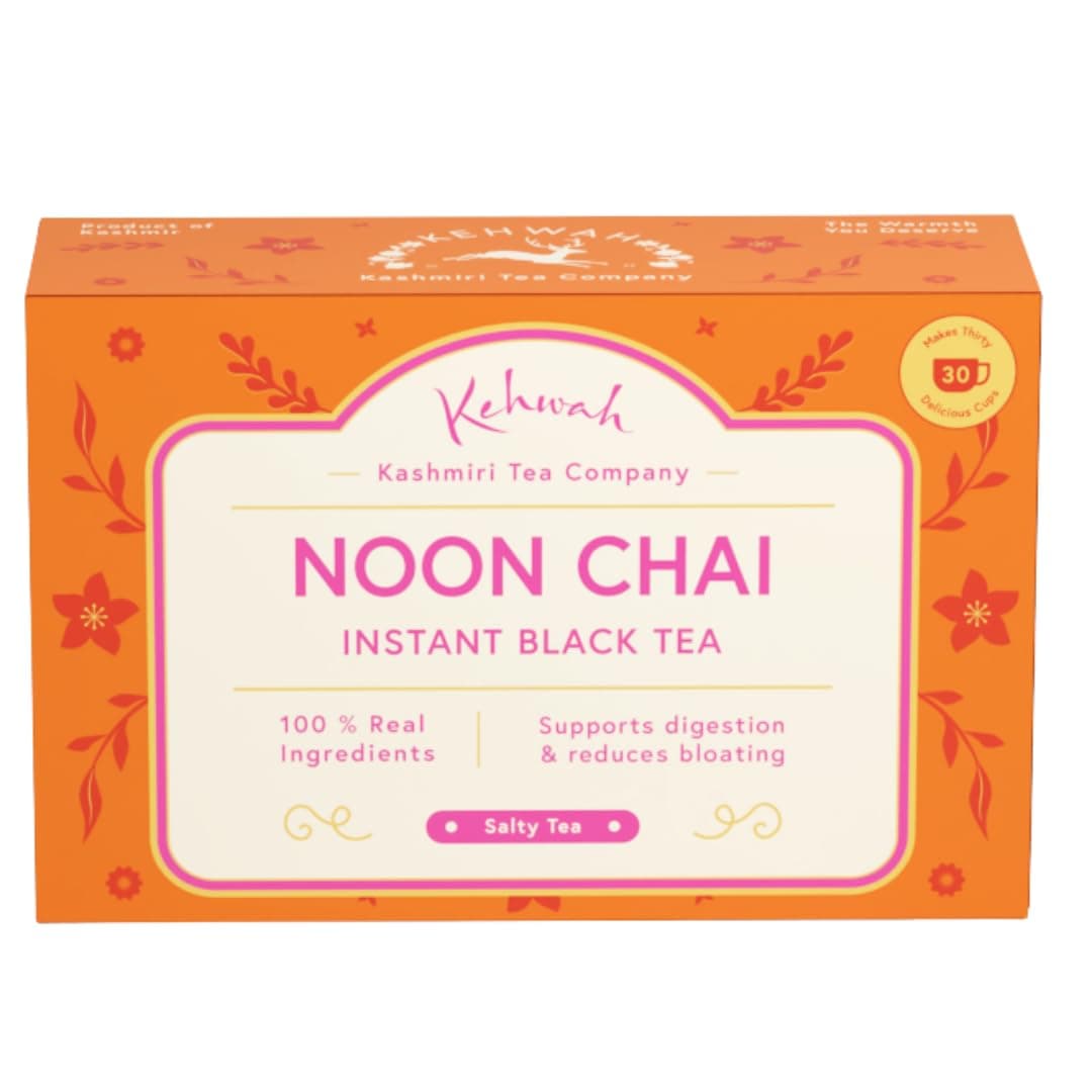 Kehwah.in | Kehwah Kashmiri Noon Chai – Traditional Pink Tea with Organic Black Tea Leaves, Cinnamon & Cardamom | No added Sugar | Salted Gulabi Chai for digestion | Serves 30 Cups | K7