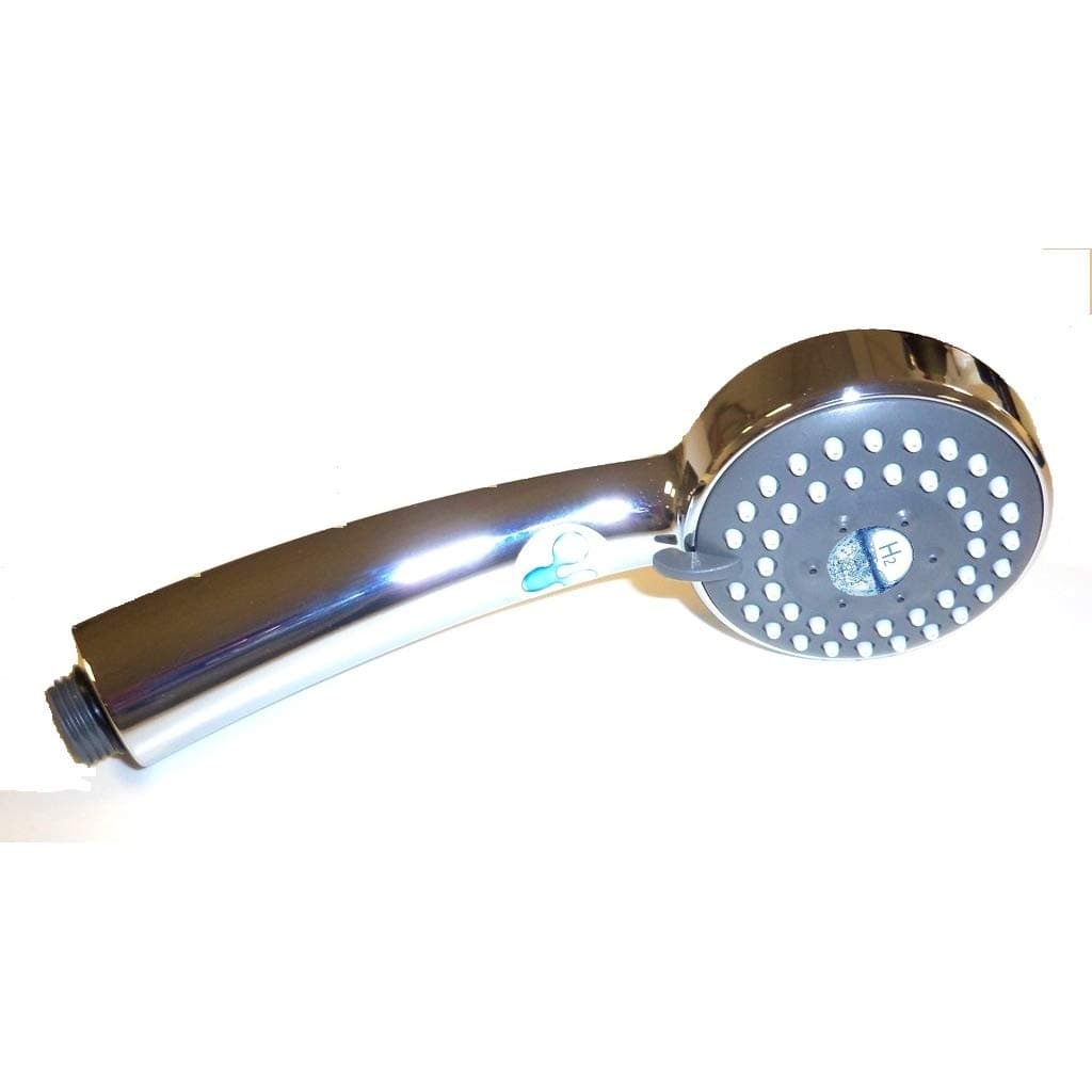 Aquatiere's Chrome Shower Handset Filter with multi spray functions-Hydrogenating. Refillable. Contains Ceramet media. Removes chlorine. Fits all shower hoses. Lasts up to 12 months.