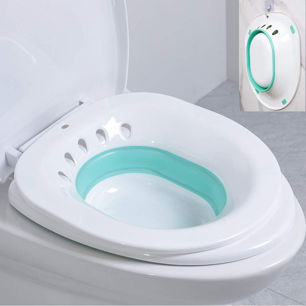 H&W Foldable Squat Free Sitz Bath，Sitz Bath for Toilet Seat，Sitz Bath for Hemorrhoids，Yoni Steam Seat for Women, Postpartum Care Treatment, It is Used to Treat and Relieve Inflammation (Green)