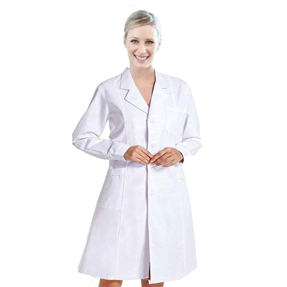 CalorMixs Womens Mens Lab Coat White Full Length Scrubs Medical Lab Coat Doctor Workwear Long