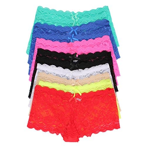 Rose Intimates 12 Pack Full Lace Boy Shorts
