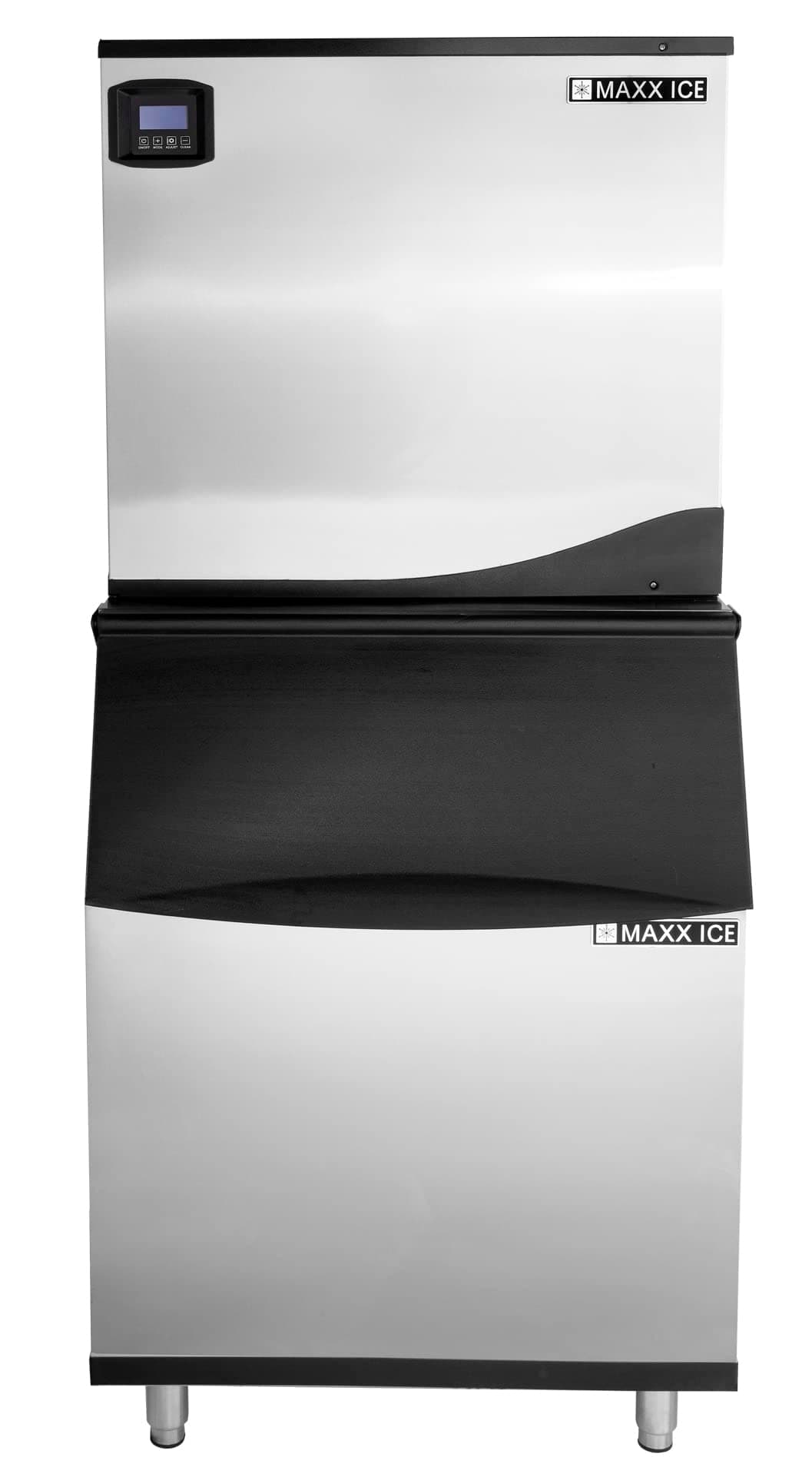 Maxx Ice MIM500N-B470 Commercial 30 Inch Wide Stainless Steel Modular Clear Ice Maker Machine Cuber with 470 Pound Ice Storage Bin Digital Diagnostic Controller LED Light, 500 Pounds Per Day Full Dice