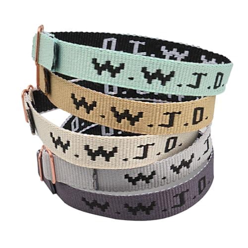 WWJD Bracelets Set, 5 Piece, Webbing What Would Jesus Do Bracelets Christian Handmade Colorful Adjustable Religious Woven Wristbands for Fundraisers, Medium, Polyester, no gemstone