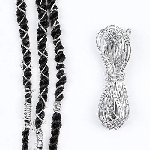 GOLD OR SILVER STRETCHY METALLIC CORD STRING BRAIDING HAIR ACCESSORIES (2m Silver)
