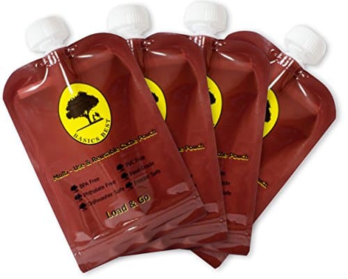 Reusable 8oz Food Pouch, Perfect for Organic and Homemade Baby Food, 4 Pouches, U.S. Lab Verified Safe, Extra Strength Zip-Lock System, Great for Parents Who are on The Go.