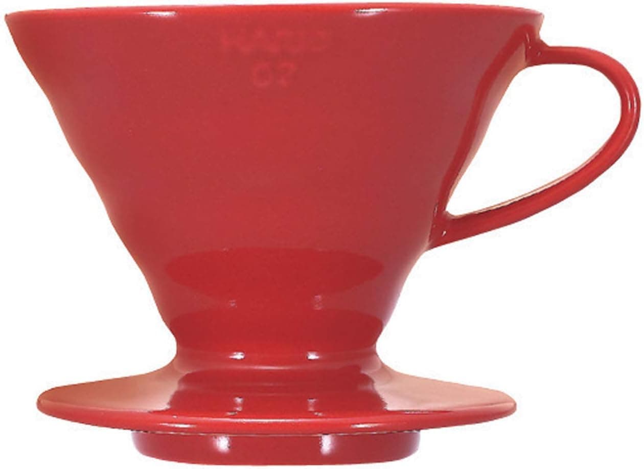 V60 Ceramic Coffee Dripper | V-Shaped Cone Coffee Dripper With Heat Retention, Red, Size 02